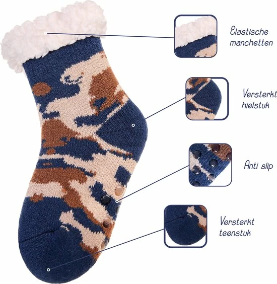 JAXY - Huissokken Dames - Verwarmde Sokken - Anti Slip Sokken - Huissokken - Bedsokken - Warme Sokken - Kerstcadeau Voor Vrouwen - Thermosokken - Dikke Sokken - Fluffy Sokken - Kerstsokken Dames En Heren - Maat 28-31 - Camo Blauw/Bruin 8 JAXY - Huissokken Dames - Verwarmde Sokken - Anti Slip Sokken - Huissokken - Bedsokken - Warme Sokken - Kerstcadeau Voor Vrouwen - Thermosokken - Dikke Sokken - Fluffy Sokken - Kerstsokken Dames En Heren - Maat 28-31 - Camo Blauw/Bruin - Afbeelding 6
