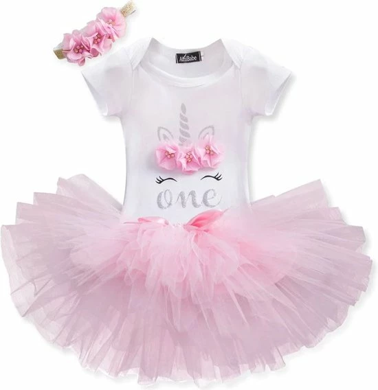 NNJXD 3 In 1 Set Cakesmash Outfit Meisje - Eerste Verjaardag Eenhoorn Jurk Set - Babykleding - Roze Unicorn - 1 Jaar 3 NNJXD 3 In 1 Set Cakesmash Outfit Meisje - Eerste Verjaardag Eenhoorn Jurk Set - Babykleding - Roze Unicorn - 1 Jaar