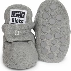 Little Riots - Babyslofjes - Antislip - Fleece Stepper - Grijs - Slofjes Voor Je Baby, Dreumes En Peuter Voor Jongens En Meisjes - 6-12 Maanden (11,5cm) - Schoenmaat 18-19
