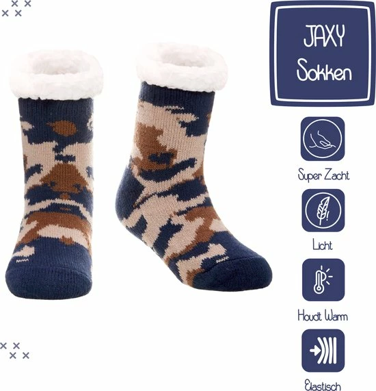 JAXY - Huissokken Dames - Verwarmde Sokken - Anti Slip Sokken - Huissokken - Bedsokken - Warme Sokken - Kerstcadeau Voor Vrouwen - Thermosokken - Dikke Sokken - Fluffy Sokken - Kerstsokken Dames En Heren - Maat 28-31 - Camo Blauw/Bruin 5 JAXY - Huissokken Dames - Verwarmde Sokken - Anti Slip Sokken - Huissokken - Bedsokken - Warme Sokken - Kerstcadeau Voor Vrouwen - Thermosokken - Dikke Sokken - Fluffy Sokken - Kerstsokken Dames En Heren - Maat 28-31 - Camo Blauw/Bruin - Afbeelding 3