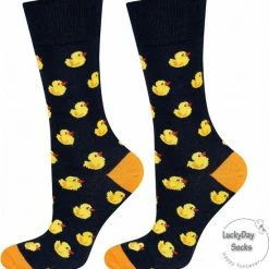 Merkloos Verjaardag Cadeau - Badeend Sokken - Sokken - Leuke Sokken - Valentijn Cadeautje Voor Hem - Vrolijke Sokken - Luckyday Socks - Sokken Met Tekst - Aparte Sokken - Socks Waar Je Happy Van Wordt