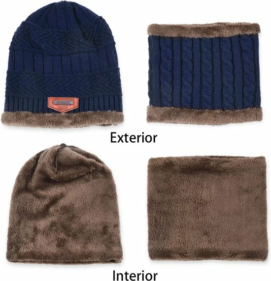 AA Commerce Luxe Gebreide Kinder Beanie Muts Met Sjaal Set - Bonnet Winter Muts Met Colsjaal Nekwarmer - Halswarmer Wintermuts Gevoerd Wol - Balaclava Bivakmuts Met Nek Warmer Col - Heerlijk Warme & Zachte Fleece Voering - Voor Kinderen Van 5-14 Jaar - Blauw 6 AA Commerce Luxe Gebreide Kinder Beanie Muts Met Sjaal Set - Bonnet Winter Muts Met Colsjaal Nekwarmer - Halswarmer Wintermuts Gevoerd Wol - Balaclava Bivakmuts Met Nek Warmer Col - Heerlijk Warme & Zachte Fleece Voering - Voor Kinderen Van 5-14 Jaar - Blauw - Afbeelding 4