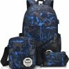 Merkloos 3-delige Rugzak Set - Camouflage Blauw - Schooltas - Rugzak Kind - Back To School - Rugtas & Schoudertas & Etui