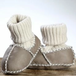 Pialetti Baby Slofjes - Baby Schoentjes - 100% Leer - Maat 20 - Handgemaakt Sloffen - Schapenleer - Sokken Model - Bruin