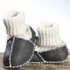 Pialetti Baby Slofjes - Baby Schoentjes - 100% Leer - Maat 22 - Handgemaakt Sloffen - Schapenleer - Sokken Model - Zwart