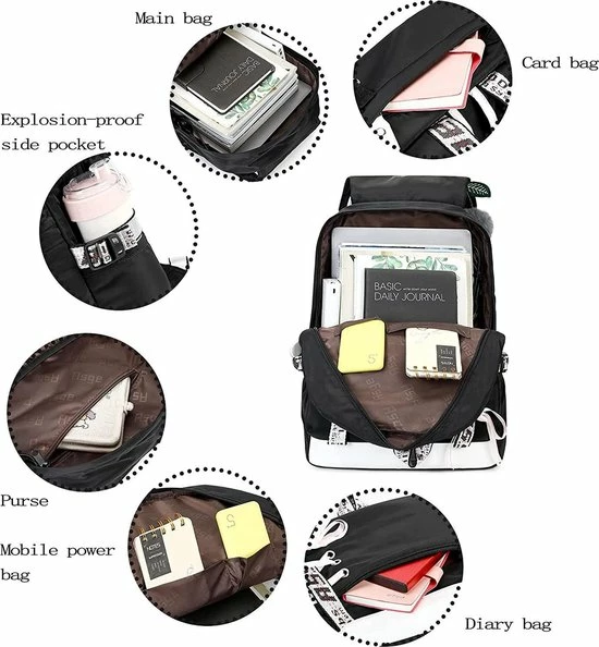 Schoolrugzak Schooltasje Schooltas Met Laptopvak Voor Dames Meisjes 5 Schoolrugzak Schooltasje Schooltas Met Laptopvak Voor Dames Meisjes - Afbeelding 3