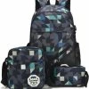 Merkloos 3-delige Rugzak Set - Camouflage Techno - Schooltas - Rugzak Kind - Back To School - Rugtas & Schoudertas & Etui