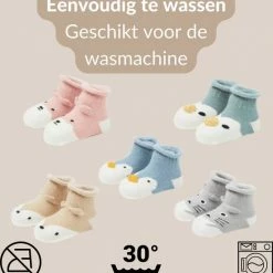 Merkloos Set Van 5 Babysokken - Beestenbende - Katoen - Antislip - 0-12 Maanden - Babysokjes - Baby Slofjes - Kraamcadeau - Baby Cadeau - Geschenkdoos -Nike winkel 550x599 1