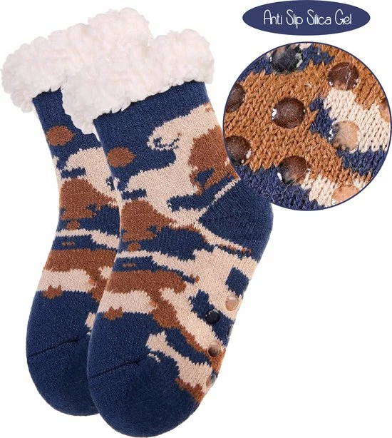 JAXY - Huissokken Dames - Verwarmde Sokken - Anti Slip Sokken - Huissokken - Bedsokken - Warme Sokken - Kerstcadeau Voor Vrouwen - Thermosokken - Dikke Sokken - Fluffy Sokken - Kerstsokken Dames En Heren - Maat 28-31 - Camo Blauw/Bruin 4 JAXY - Huissokken Dames - Verwarmde Sokken - Anti Slip Sokken - Huissokken - Bedsokken - Warme Sokken - Kerstcadeau Voor Vrouwen - Thermosokken - Dikke Sokken - Fluffy Sokken - Kerstsokken Dames En Heren - Maat 28-31 - Camo Blauw/Bruin - Afbeelding 2