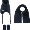 Kitti 3-Delig Winter Set | Muts (Beanie) Met Fleecevoering - Sjaal - Handschoenen | 0-18 Maanden Baby Jongens | K22150-07-04 | Navy Blue -Nike winkel 550x616