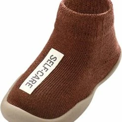 Merkloos Antislip Baby Schoentjes - Eerste Loopschoentjes – Completebabyuitzet - Maat 20,5 – 6-12 Maanden – 13 Cm - Mocca Bruin