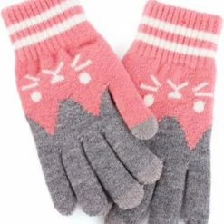 Hidzo Handschoenen - Kinderhandschoenen - Roze/Grijs - Touchscreen