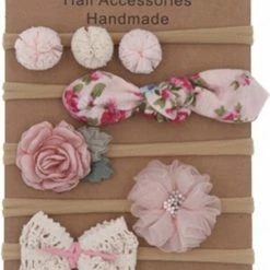 Merkloos 5 Stuks Baby & Peuter Haarbandjes Bloemen Strikje - Groot Elastiek Hoofdband