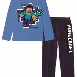 Minecraft Pyjama - Blauw - Maat 128 / 8 Jaar