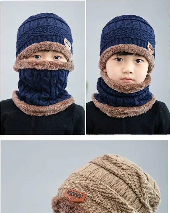 AA Commerce Luxe Gebreide Kinder Beanie Muts Met Sjaal Set - Bonnet Winter Muts Met Colsjaal Nekwarmer - Halswarmer Wintermuts Gevoerd Wol - Balaclava Bivakmuts Met Nek Warmer Col - Heerlijk Warme & Zachte Fleece Voering - Voor Kinderen Van 5-14 Jaar - Blauw 9 AA Commerce Luxe Gebreide Kinder Beanie Muts Met Sjaal Set - Bonnet Winter Muts Met Colsjaal Nekwarmer - Halswarmer Wintermuts Gevoerd Wol - Balaclava Bivakmuts Met Nek Warmer Col - Heerlijk Warme & Zachte Fleece Voering - Voor Kinderen Van 5-14 Jaar - Blauw - Afbeelding 7
