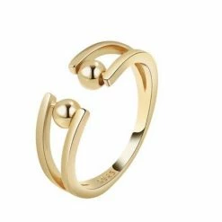 Estacks Anxiety (angst) Ring - Stress Ring - Bolletjes Anxiety Ring - Goud Draaibare Ring Dames - Spinning Ring - Spinner Ring - One Size