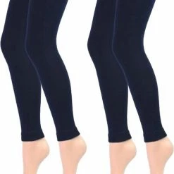 Merkloos 2 Stuks Kinder Thermolegging - Marine - Maat 122-128
