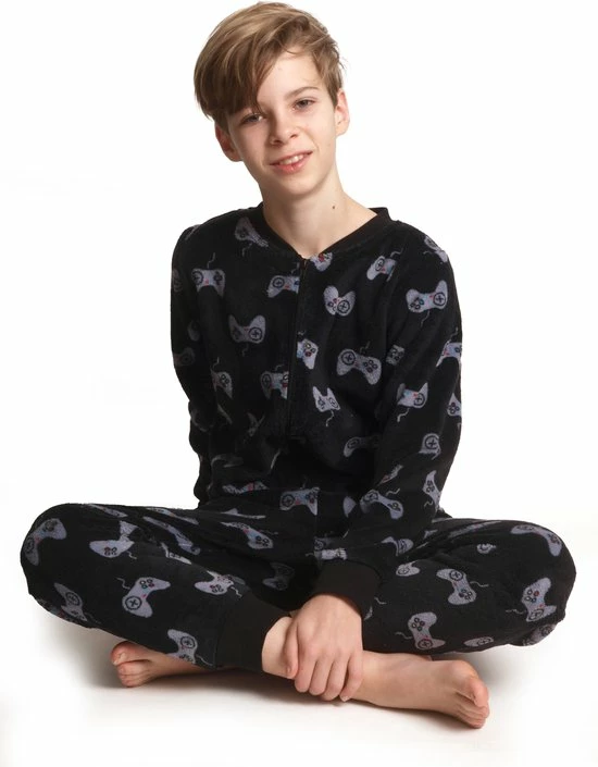 Outfitter Ow Quality Outfitter Jongens Onesie Fleece | MAAT 164 | Controller | Zwart 4 Outfitter Ow Quality Outfitter Jongens Onesie Fleece | MAAT 164 | Controller | Zwart - Afbeelding 2