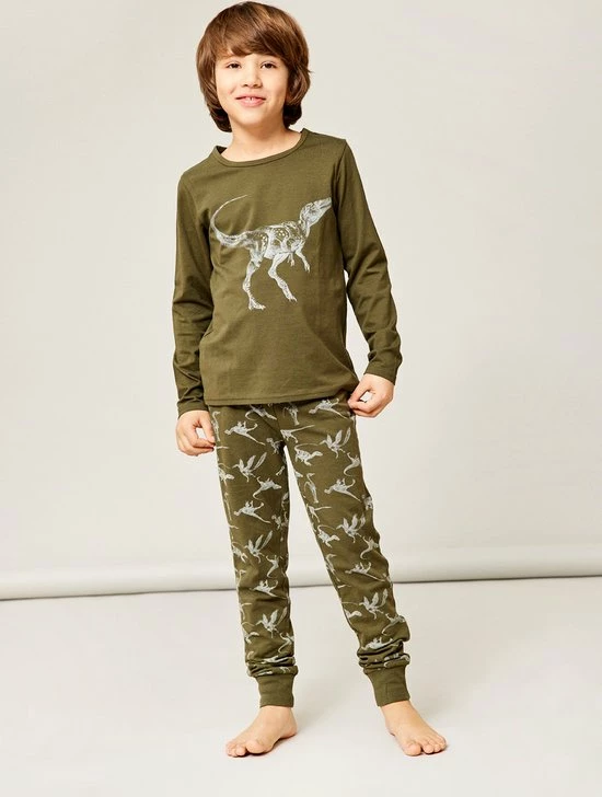 NAME IT NKMNIGHTSET OLIVE NIGHT DINO NOOS Jongens Pyjama - Maat 134/140 5 NAME IT NKMNIGHTSET OLIVE NIGHT DINO NOOS Jongens Pyjama - Maat 134/140 - Afbeelding 3