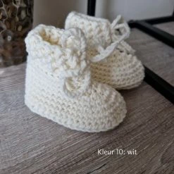 Haaksels&Kralen Babyslofjes - Kleur Wit - Maat 0-3 Maanden - Newborn