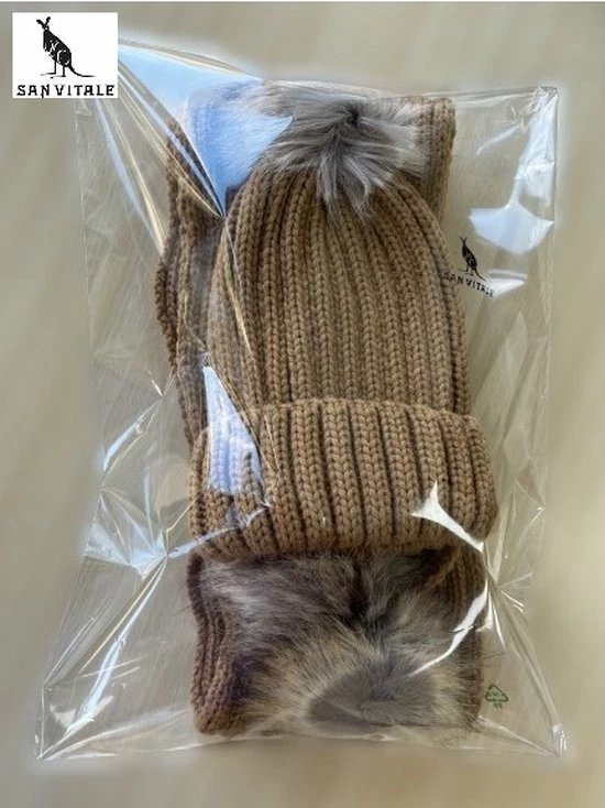 San Vitale® - Kindermuts En Sjaal - Winter Set - Wintermuts - Pompom - Camel 11 San Vitale® - Kindermuts En Sjaal - Winter Set - Wintermuts - Pompom - Camel - Afbeelding 9