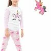 La Señorita Eenhoorn Pyjama Roze Maat 110-116 (5-6 Jaar) Unicorn Pyjama Jurk Prinses + Eenhoorn Ketting