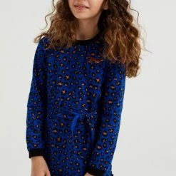 WE Fashion Meisjes Gestructureerde Jurk Met Dessin En Strikceintuur - Maat 122/128 -Nike winkel 550x819