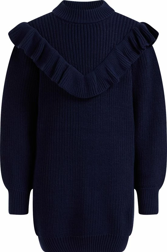 WE Fashion Meisjes Gebreide Jurk Met Volant - Maat 110/116 3 WE Fashion Meisjes Gebreide Jurk Met Volant - Maat 110/116